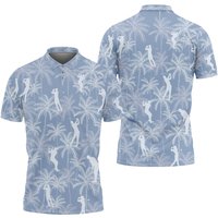 Couple Palms Golf Polo Shirt, Blue Golf Shirt Couple Palms Golf Polo Shirt, Blue Golf Shirt