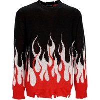 Men’s Jacquard Flames Jumper Sweater Blackredwhite Men’s Jacquard Flames Jumper Sweater Blackredwhite