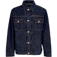 Jeans Men Script Logo Denim Jacket Indigo Jeans Men Script Logo Denim Jacket Indigo