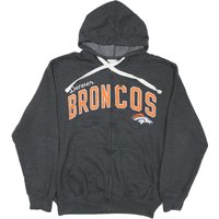 NFL Mens Grey Denver Broncos Full Zip Hoodie L Cotton Blend NFL Logo NFL Mens Grey Denver Broncos Full Zip Hoodie L Cotton Blend NFL Logo