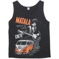 Mens Black Cotton Blend Graphic Vest M Sleeveless Round Neck Matala Crete Mens Black Cotton Blend Graphic Vest M Sleeveless Round Neck Matala Crete