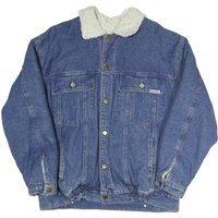 JEANS Mens Blue Cotton Blend Denim Jacket M Button Plain Sherpa Collar JEANS Mens Blue Cotton Blend Denim Jacket M Button Plain Sherpa Collar