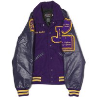 POWERS Mens Purple & Navy Letterman Button Jacket S Cotton Varsity Retro POWERS Mens Purple & Navy Letterman Button Jacket S Cotton Varsity Retro