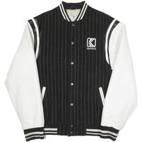 KARL KANI Mens Black & White Varsity Button Jacket M Polyester Blend Pinstripe KARL KANI Mens Black & White Varsity Button Jacket M Polyester Blend Pinstripe
