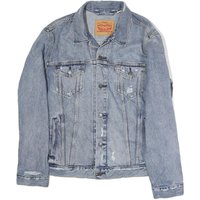 LEVI’S Mens Blue Denim Jacket L Cotton Distressed Button Closure Classic