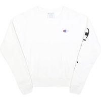 CHAMPION REVERSE WEAVE Mens White Crew Neck Sweatshirt Champion Sleeve Logo CHAMPION REVERSE WEAVE Mens White Crew Neck Sweatshirt Champion Sleeve Logo