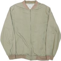 CARLOFF Mens Beige Bomber Jacket L Polyester Blend Plain Zip Closure Casual
