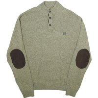 CHAPS Mens Green Jumper Pullover Plain Crew Neck Basic Knit L Stylish Casual