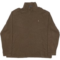 POLO RALPH LAUREN Mens Brown Cotton Blend Plain Half Zip Jumper Pullover