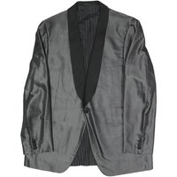 Mens Grey & Black Formal Button Jacket L Polyester Blend Shawl Collar Plain Mens Grey & Black Formal Button Jacket L Polyester Blend Shawl Collar Plain