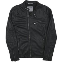 ZARA MAN Mens Black Faux Leather Biker Jacket Polyester Blend Zip Padded ZARA MAN Mens Black Faux Leather Biker Jacket Polyester Blend Zip Padded