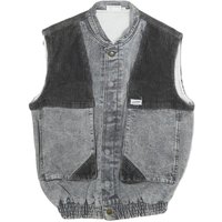 GUESS Mens Grey Black Denim Button Jacket Cotton Casual Vest Style GUESS Mens Grey Black Denim Button Jacket Cotton Casual Vest Style