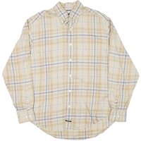 NAUTICA Mens Beige & Blue Check Shirt M Cotton Blend Button-Down Long Sleeve NAUTICA Mens Beige & Blue Check Shirt M Cotton Blend Button-Down Long Sleeve