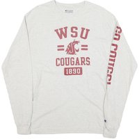 CHAMPION Mens White WSU Cougars Long Sleeve Crew Neck Cotton Blend Shirt CHAMPION Mens White WSU Cougars Long Sleeve Crew Neck Cotton Blend Shirt