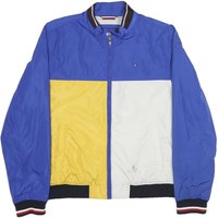 TOMMY HILFIGER Mens Blue Yellow & White Zip Bomber Jacket M Polyester TOMMY HILFIGER Mens Blue Yellow & White Zip Bomber Jacket M Polyester