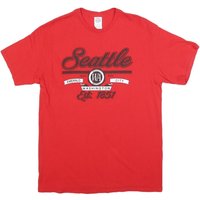DELTA Mens Red Seattle Graphic Shirt L Short Sleeve Crew Neck Cotton Blend DELTA Mens Red Seattle Graphic Shirt L Short Sleeve Crew Neck Cotton Blend