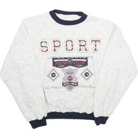 Mens White & Navy Sport Cotton Blend Crew Neck Sweatshirt S Casual Retro Style Mens White & Navy Sport Cotton Blend Crew Neck Sweatshirt S Casual Retro Style