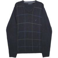 NAUTICA Mens Navy Blue Cotton Patterned V-Neck Basic Knit Jumper M Casual NAUTICA Mens Navy Blue Cotton Patterned V-Neck Basic Knit Jumper M Casual