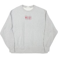 CHAMPION Mens Grey Crew Neck Logo Print Cotton Blend Sweatshirt Pullover CHAMPION Mens Grey Crew Neck Logo Print Cotton Blend Sweatshirt Pullover