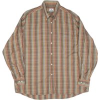 LACOSTE Mens Beige & Orange Check Shirt Cotton Blend Casual Wear LACOSTE Mens Beige & Orange Check Shirt Cotton Blend Casual Wear