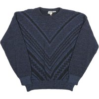 MAGLIFICO FLORENCE Mens Blue Patterned Jumper Crew Neck Chunky Knit Wool MAGLIFICO FLORENCE Mens Blue Patterned Jumper Crew Neck Chunky Knit Wool