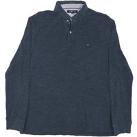 TOMMY HILFIGER Mens Blue Long Sleeve Plain L Cotton Blend Polo Shirt TOMMY HILFIGER Mens Blue Long Sleeve Plain L Cotton Blend Polo Shirt