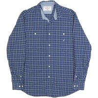 NAUTICA Mens Blue Checked Shirt M Cotton Blend Casual Long Sleeve Button