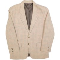 Mens Beige Check Wool Blend Classic Button Jacket M Tailored Blazer Mens Beige Check Wool Blend Classic Button Jacket M Tailored Blazer