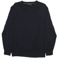 NAUTICA Mens Navy Plain Cotton Blend Jumper V Neck Basic Knit L Crew Neck Casual NAUTICA Mens Navy Plain Cotton Blend Jumper V Neck Basic Knit L Crew Neck Casual