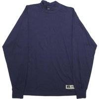 RSELL ATHLETIC Mens Navy Blue Long Sleeve Mock Neck Cotton Shirt RSELL ATHLETIC Mens Navy Blue Long Sleeve Mock Neck Cotton Shirt