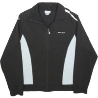 REEBOK Mens Black & White Track Jacket M Cotton Blend Zip Sportswear Activewear