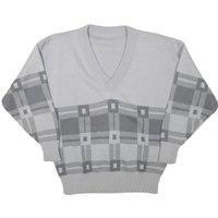 Mens Grey Patterned Wool Blend Jumper V-Neck Basic Knit M Stylish Comfortable Mens Grey Patterned Wool Blend Jumper V-Neck Basic Knit M Stylish Comfortable