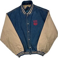 Rio Creek Feed Mill Tri-Mountain Varsity Jacket – Beige Cotton Rio Creek Feed Mill Tri-Mountain Varsity Jacket – Beige Cotton