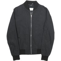 SANDRO Mens Black Bomber Jacket Cotton Blend Plain Zip Closure SANDRO Mens Black Bomber Jacket Cotton Blend Plain Zip Closure