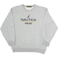 NAUTICA Mens Grey Cotton Blend Crew Neck L Sweatshirt NS- Logo Pullover NAUTICA Mens Grey Cotton Blend Crew Neck L Sweatshirt NS- Logo Pullover