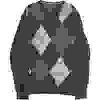 TOMMY HILFIGER Mens Patterned Jumper Black Argyle V-Neck Tight Knit TOMMY HILFIGER Mens Patterned Jumper Black Argyle V-Neck Tight Knit