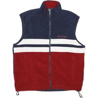NAUTICA Mens Navy & Red Sleeveless Zip Polyester Fleece Vest S Casual Outerwear