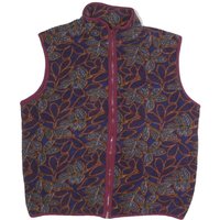 Mens Burgundy Blue Leaf Pattern Polyester Zip Sleeveless Jacket Vest L Casual Mens Burgundy Blue Leaf Pattern Polyester Zip Sleeveless Jacket Vest L Casual