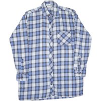Mens Blue & White Checked Cotton Shirt L Casual Long Sleeve Button Down