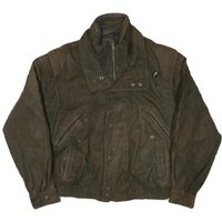 THINSULATE Mens Brown Leather Bomber Jacket L Woven Zip Closure Casual THINSULATE Mens Brown Leather Bomber Jacket L Woven Zip Closure Casual