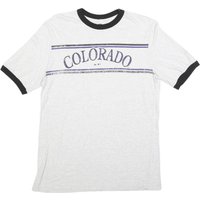 MAJESTIC Mens White & Black Colorado Graphic Shirt L Short Sleeve Crew Neck