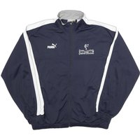 PUMA Mens Navy Blue & White Track Jacket L Polyester Zip Plain Sportswear Casual