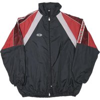 Mens Black & Red Polyester Blend Track Jacket Zip Closure Retro Style Mens Black & Red Polyester Blend Track Jacket Zip Closure Retro Style