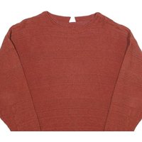 Mens Rust Patterned Cotton Blend Jumper Crew Neck Waffle Knit S Casualwear Mens Rust Patterned Cotton Blend Jumper Crew Neck Waffle Knit S Casualwear
