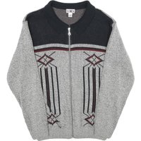 ROGER KENT Mens Grey Patterned Zip Jumper M Acrylic Warm Casual ROGER KENT Mens Grey Patterned Zip Jumper M Acrylic Warm Casual
