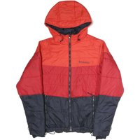 COLUMBIA Mens Red & Orange Quilted Jacket M Polyester Hooded Zip Casual Outdoor