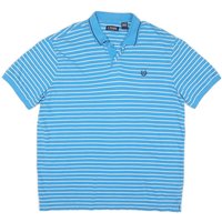 CHAPS Mens Blue & White Striped Short Sleeve Polo Shirt Classic Cotton Blend CHAPS Mens Blue & White Striped Short Sleeve Polo Shirt Classic Cotton Blend