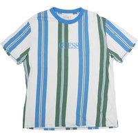 GUESS ORIGINALS Mens Blue & Green Stripe Graphic Shirt M Short Sleeve Crew GUESS ORIGINALS Mens Blue & Green Stripe Graphic Shirt M Short Sleeve Crew
