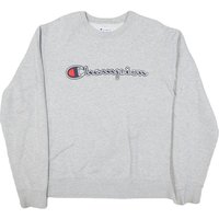 CHAMPION Mens Grey Cotton Blend Crew Neck L L Logo Embroidered Sweatshirt CHAMPION Mens Grey Cotton Blend Crew Neck L L Logo Embroidered Sweatshirt