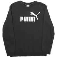 PUMA Mens Black Sweatshirt Crew Neck M Cotton Blend Logo Pullover PUMA Mens Black Sweatshirt Crew Neck M Cotton Blend Logo Pullover